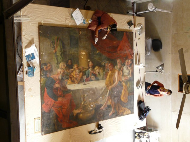 A major art restoration work of a 220 year old painting, The Last Supper by Zoffany is being carried out at St. John's Church by Intach's Art Conservation Centre, Calcutta in collaboration with the Goethe Institut. This project will not only restore the painting but will considerably improve the skills of the restorers at the centre.
