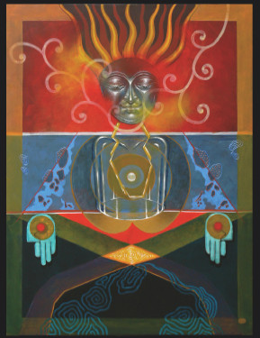 BUDDHA COMPOSITION 2008 (acrylic on canvas 36X48 inch), ANJAN BHATTACHARYA, ANASTASIA GALLERY