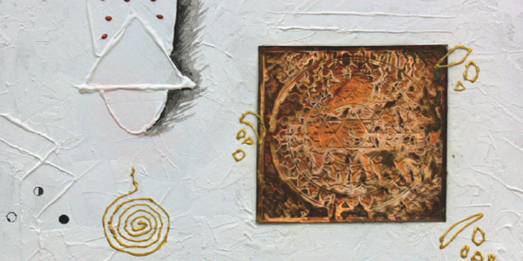 PEACE 2008 (2008 acrylic & copper plate on canvas 10x14 inch), ANJAN BHATTACHARYA, ANASTASIA GALLERY