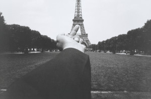 Ai Weiwei. Study of Perspective – Eiffel Tower. 1995-2003. Gelatin silver print. 15 5/16 x 23 1/4" (38.9 x 59 cm). The Museum of Modern Art, New York. Acquired through the generosity of the Photography Council Fund and the Contemporary Arts Council of The Museum of Modern Art. © 2010 Ai Weiwei