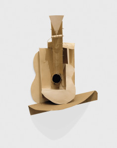 Pablo Picasso (Spanish, 1881-1973) Still life with Guitar. Variant state. Paris, assembled before November 15, 1913. Subsequently preserved by the artist Paperboard, paper, string, and painted wire installed with cut cardboard box Overall: 30 x 20 1/2 x 7 3/4" (76.2 x 52.1 x 19.7cm) The Museum of Modern Art, New York. Gift of the artist