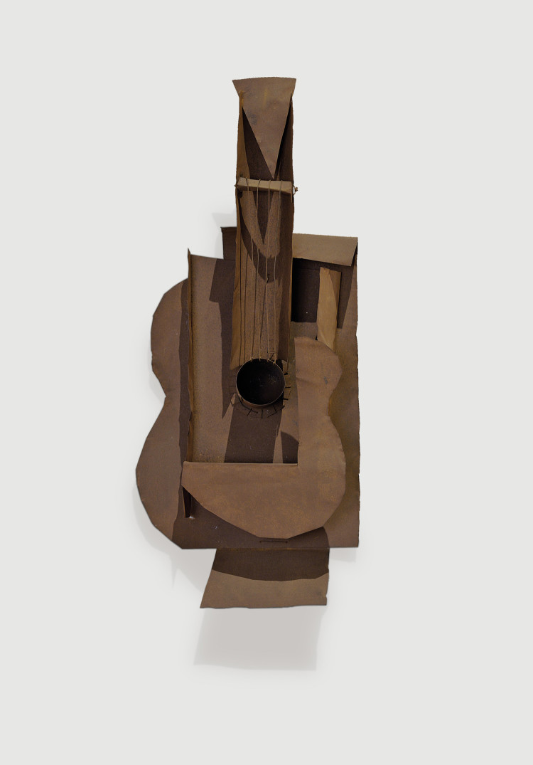 Pablo Picasso (Spanish, 1881-1973) Guitar. Paris, after mid-January 1914 Ferrous sheet metal and wire 30 1/2 x 13 3/4 x 7 5/8" (77.5 x 35 x 19.3 cm) The Museum of Modern Art, New York. Gift of the artist