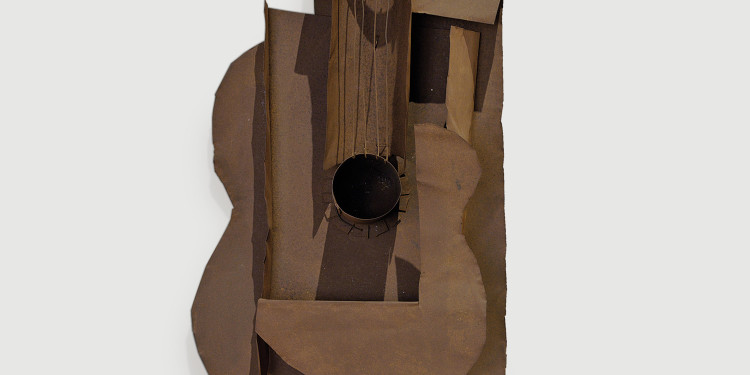 Pablo Picasso (Spanish, 1881-1973) Guitar. Paris, after mid-January 1914 Ferrous sheet metal and wire 30 1/2 x 13 3/4 x 7 5/8" (77.5 x 35 x 19.3 cm) The Museum of Modern Art, New York. Gift of the artist