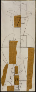 Pablo Picasso (Spanish, 1881-1973) Man with a Hat and a Violin. Paris, December 9, 1912, or later Cut-and-pasted newspaper and charcoal on two joined sheets of paper 49 x 18 7/8" (124.5 x 47.9 cm) The Metropolitan Museum of Art, New York. Jacques and Natasha Gelman Collection, 1998
