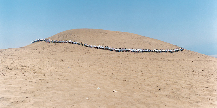 Francis Alÿs (Belgian, born 1959). When Faith Moves Mountains (detail). 2002. 10 7/8 x 13 7/8" (27.6 x 35.2 cm). Color photograph from an installation comprising three 16mm films transferred to video (color, sound), painting, drawings, collages, and photographs. The Museum of Modern Art, New York. Gift of The Speyer Family Foundation, Kathy and Richard S. Fuld, Jr., Marie-Josée and Henry R. Kravis, Patricia Phelps de Cisneros, Anna Marie and Robert F. Shapiro, The Julia Stoschek Foundation, Düsseldorf, and Committee on Media Funds. © Francis Alÿs and David Zwirner Gallery