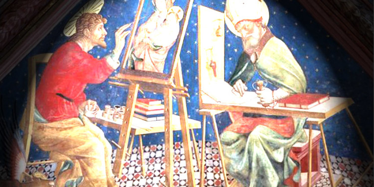 dall'affresco raff. San Luca evangelista, eseguito da Andrea Delitio (secolo XV) Duomo di Atri (TE).