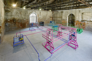 Ayşe Erkmen, Plan B, 2011 Installation Water purification units with extended pipes and cables Photo credit: Roman Mensing / artdoc.de The Pavilion of Turkey, The 54th International Art Exhibition, Venice Biennale