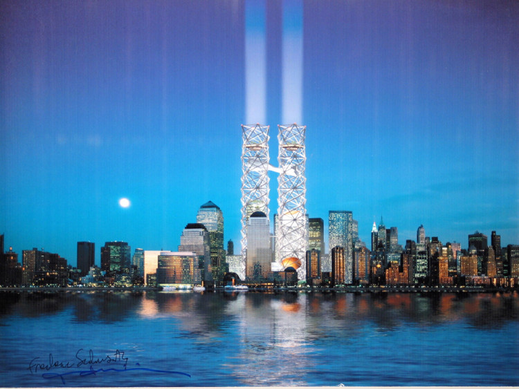 THINK Design. Perspective of World Cultural Center. World Trade Center Competition, New York, New York. 2002. Ink Jet print, 12 ¾” x 19” (32.4 x 45.7cm). Image courtesy of The Museum of Modern Art.