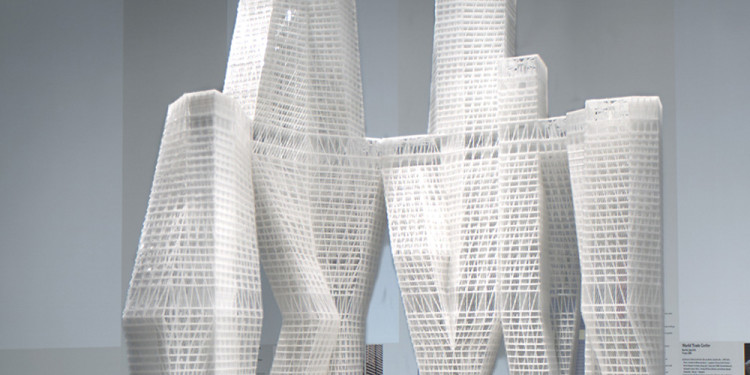 United Architects. Study model. World Trade Center Proposal, project. 2002. ABS foam and paper, 14 ½ x 13 ½ x 12 3/4'” (36.8 x 34.3 x 32.4 cm). Image courtesy of The Museum of Modern Art.