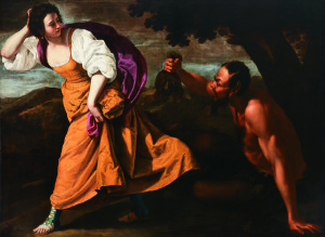 Artemisia Gentileschi La ninfa Corisca e il satiro Olio su tela, cm 155 x 210 Iscrizioni: firmato a destra, su un albero: “ARTEMISIA / GENTILES / CHI” Collezione privata © Luciano Pedicini, Napoli