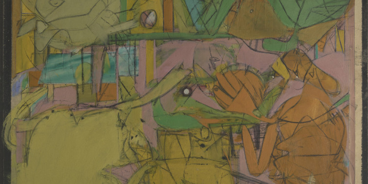 Willem de Kooning (American, born the Netherlands. 1904-1997) Judgment Day 1946 Oil and charcoal on paper 22 1/8 x 28 1/2" (56.2 x 72.4 cm) Lent by The Metropolitan Museum of Art, New York. From the Collection of Thomas B. Hess, Gift of the heirs of Thomas B. Hess © 2011 The Willem de Kooning Foundation/Artists Rights Society (ARS), New York