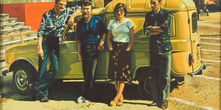 Andrzej Sadowski Group Portrait with the yellow Renault 1978 oil on canvas 60 x 73 cm Courtesy of Zachęta National Gallery of Art