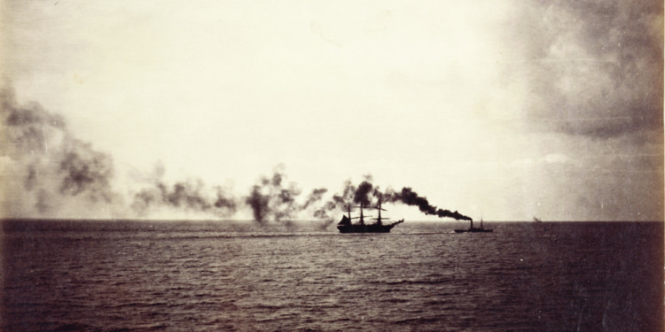 Gustave Le Gray Seascape with Yacht and Tugboat, Normandy, 1857 Albumen print