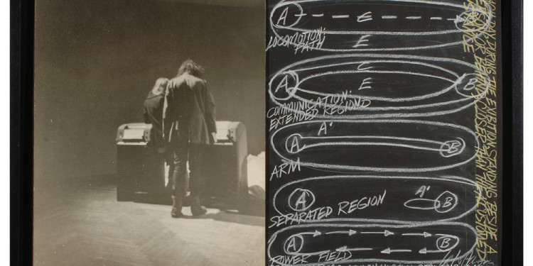 Vito Acconci Proximity Piece (Lavoro sulla vicinanza), 1969 stampa fotografica e testo su cartoncino / photographic print and text on cardboard 50,5 x 81 cm Fondazione per l’Arte Moderna e Contemporanea CRT in comodato presso / on loan to GAM Galleria Civica d’Arte Moderna e Contemporanea, Torino Castello di Rivoli Museo d’Arte Contemporanea, Rivoli-Torino