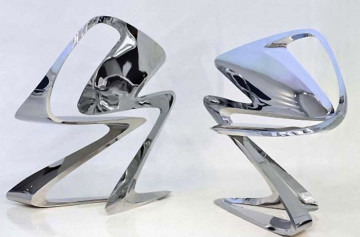 Z-Chair, 2011. Zaha Hadid (Iraqi, b. 1950). Stainless steel. 34 5/8 x 24 x 36 1/4 in. Silver. Enrico Suà Ummarino, courtesy of Sawaya & Moroni