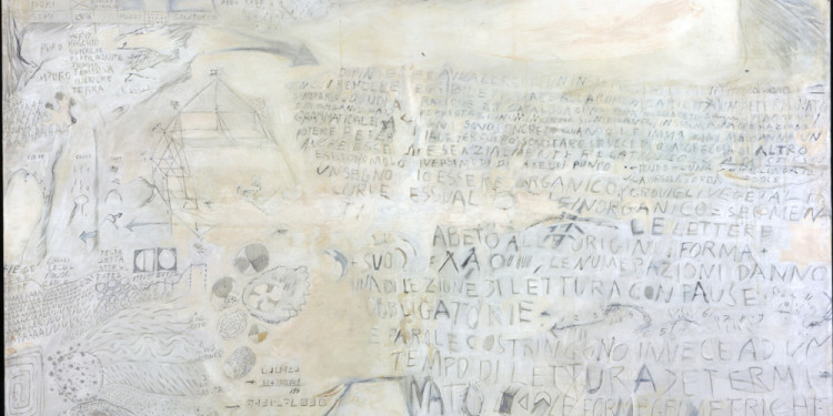 Gastone Novelli The Vocabulary, 1964 Oil and pencil on canvas Guja du Chêne de Vère Collection, Rome