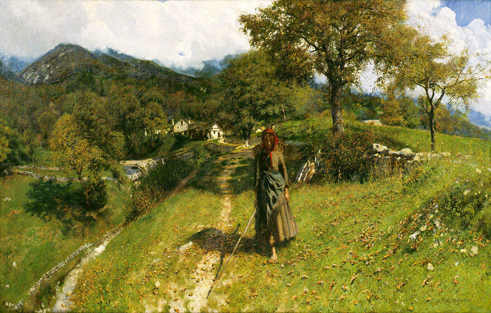 Andrea Tavernier (Torino 1858 – Grottaferrata, Roma 1932) Mattino autunnale, 1902 Olio su tela, 134 x 210 cm Collezione Intesa Sanpaolo Andrea Tavernier (Torino 1858 – Grottaferrata, Roma 1932) Mattino autunnale, 1902 Olio su tela, 134 x 210 cm Collezione Intesa Sanpaolo