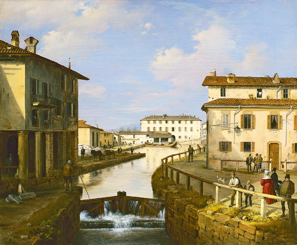 Angelo Inganni (Brescia 1807 – 1880) Il Naviglio dal ponte di San Marco, 1834-1837 Olio su tela, 46,2 x 56,5 cm Collezione Intesa Sanpaolo