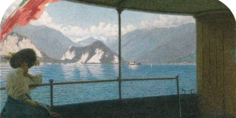 Angelo Morbelli (Alessandria 1853 – Milano 1919) Battello sul Lago Maggiore, 1915 Olio su tela, 58,5 x 103 cm Collezione Fondazione Cariplo