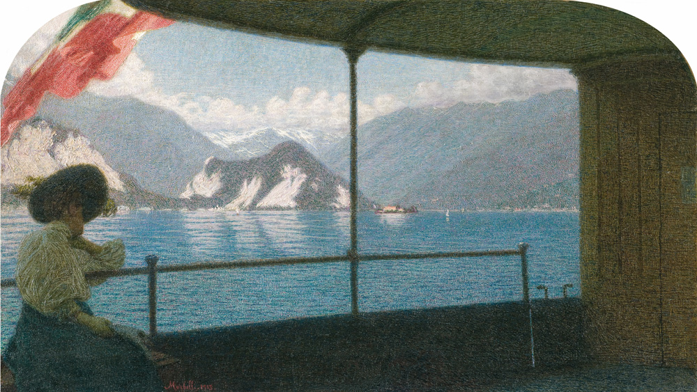 Angelo Morbelli (Alessandria 1853 – Milano 1919) Battello sul Lago Maggiore, 1915 Olio su tela, 58,5 x 103 cm Collezione Fondazione Cariplo