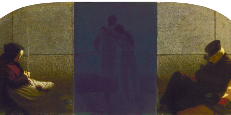 Angelo Morbelli (Alessandria 1853 – Milano 1919) Sogno e realtà, 1905 Olio su tela, trittico, 112 x 77 cm, 112 x 79 cm, 112 x 77 cm Collezione Fondazione Cariplo
