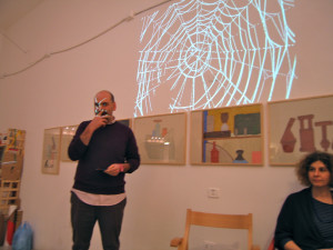 Corraini alla presentazione Non capisco un'acca di Maurizio Ceccato alla Libreria extemporanea 121- Milan