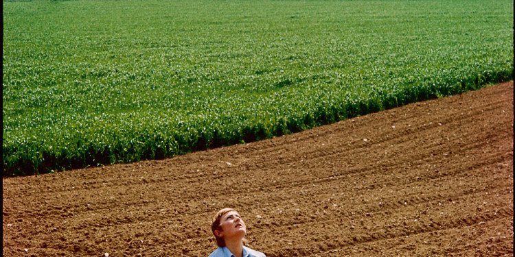 Gina Pane - Table de lecture (terre – ciel), 1969, 10 fotografie a colori fissate su legno 31 x 52 cm. Collezione Anne Marchand, in deposito al Frac des Pays de la Loire, Carquefou, Francia