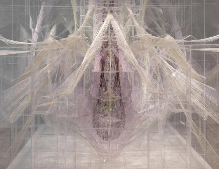 David Altmejd, Le ventre (detail), 2012, Plexiglas, resin, thread, metal wire, acrylic paint, acrylic gel, epoxy clay, coconut shells, 244.5 x 168 x 291.5 cm, 96 1/4 x 66 1/8 x 114 3/4 ins