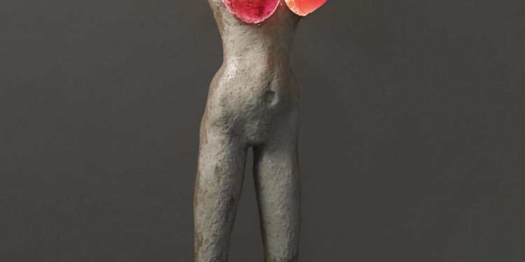 Alina Szapocznikow (Polish, 1926-1973). Femme illuminée (Illuminated Woman). 1966–67. Plaster, colored polyester resin, electrical wiring 61 1/16 x 22 7/16 x 15 3/4″ (155 x 57 x 40 cm). Collection Alexandre Stanisławski Photo. © Fabrice Gousset, Paris, courtesy Piotr Stanisławski and Galerie Gisela Capitain GmbH, Cologne © The Estate of Alina Szapocznikow/Piotr Stanisławski/ADAGP, Paris.