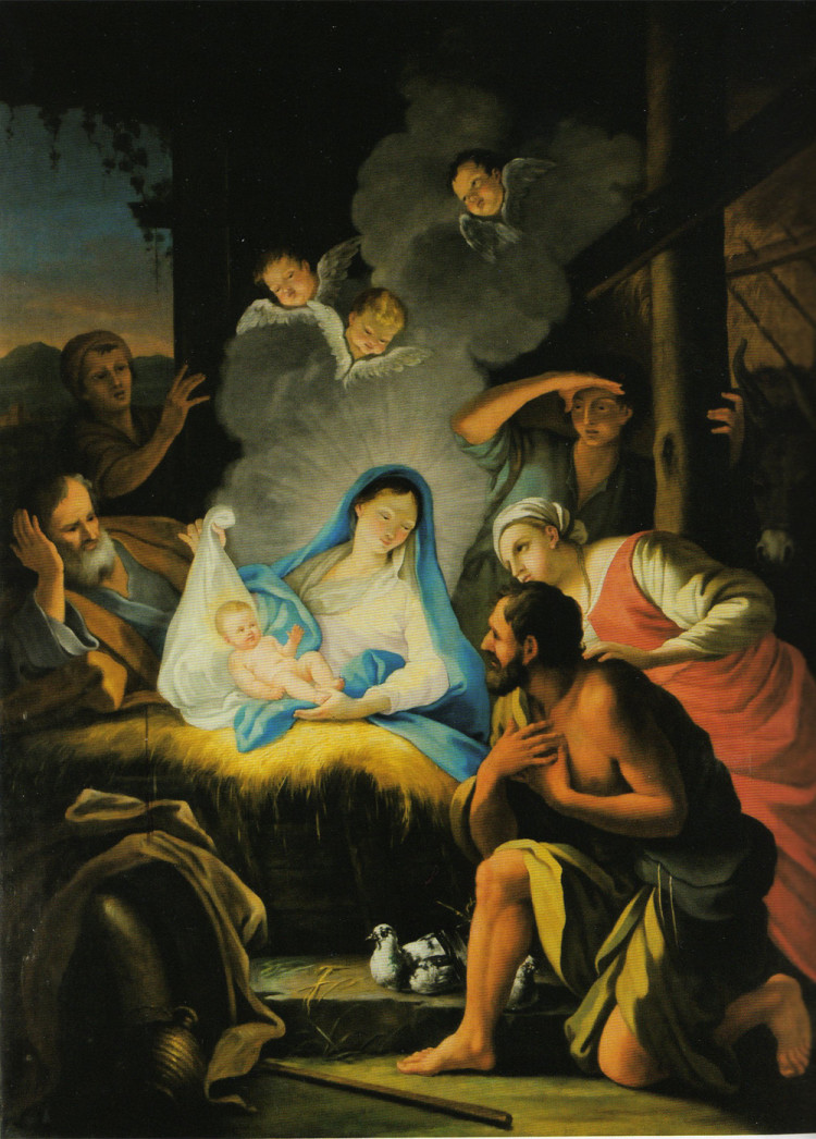 Pittore di scuola emiliana, Natività di Gesù, olio su tela, Torino 1649