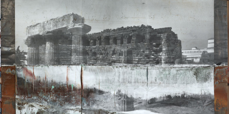 Anselm Kiefer The Shape of Ancient Thought, 2012 Electrolysis on photographic paper on lead 307x440x4 cm ⓒAnselm Kiefer Photocredit: Charles Duprat Courtesy Lia Rumma Gallery, Milan/Naples