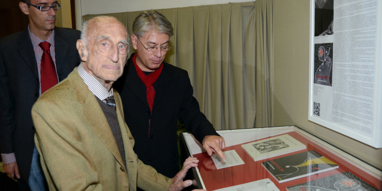 Mostra Donato Di Zio a cura di Gillo Dorfles, Biblioteca Comunale Centrale - Palazzo Sormani, Milano. Inaugurazione 26.09.2012 Donato Di Zio e Gillo Dorfles. Foto Paolo Mariani