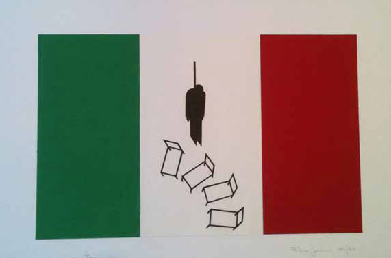 Felice Levini Italia x incognita…., 1991-2012 tecnica mista su carta cm 35 x 50