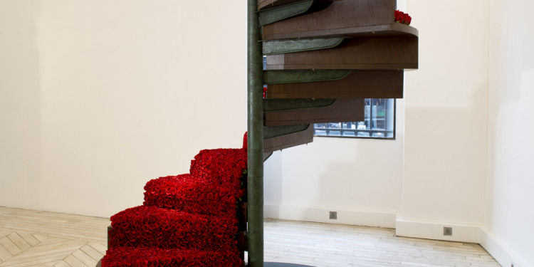 Like In Love Perhaps, 2011 - Wood, Nails and ornamental roses 274 x 198 x 198 cm