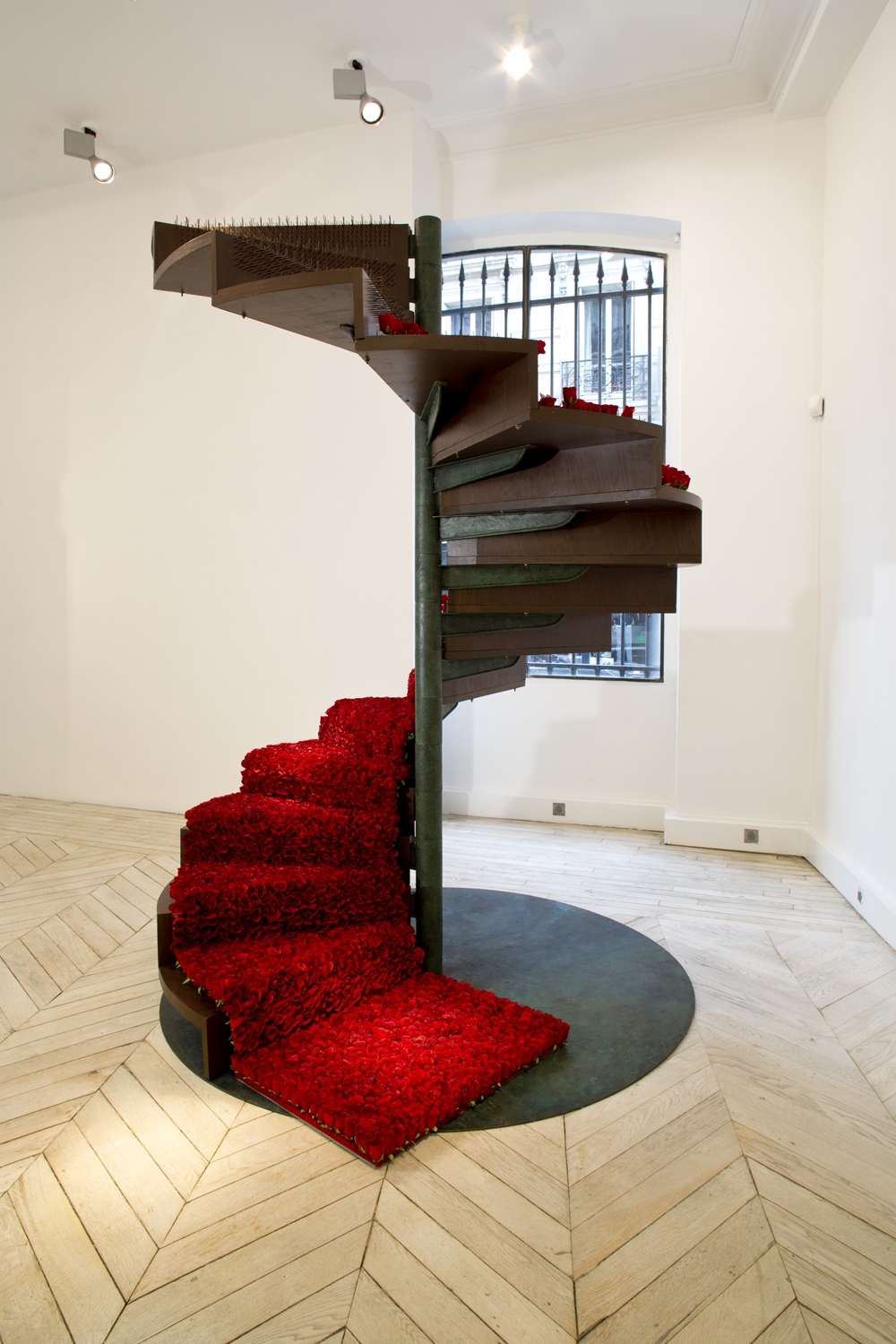 Like In Love Perhaps, 2011 - Wood, Nails and ornamental roses 274 x 198 x 198 cm