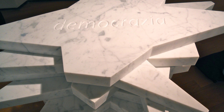 FRANCO IONDA, Democracy 2012/2013, 33 beheaded white of Carrara marble stars