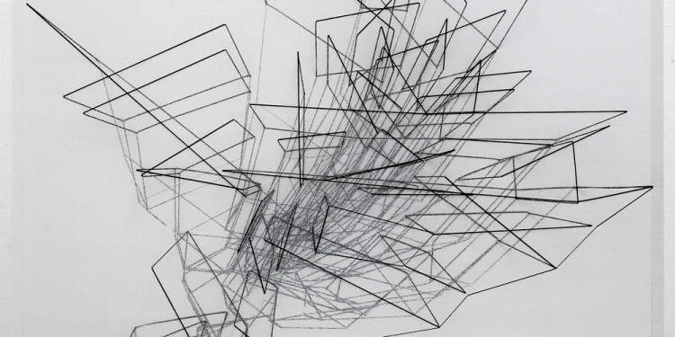 EMANUELA FIORELLI, Growth, 2012, cm 115x115x10, eleastic thread and tarlatan gauze