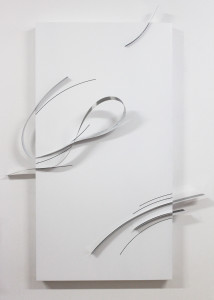 LICIA GALIZIA & MICHELANGELO LUPONE, Light touch, 2012, cm H 183 x 128 x 30, Planephones® and music Adaptive sculpture and music art work Painted iron and steel