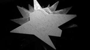 FRANCO IONDA, Democracy, 2012/2013, cm 70x44x3, 33 beheaded white of Carrara marble stars