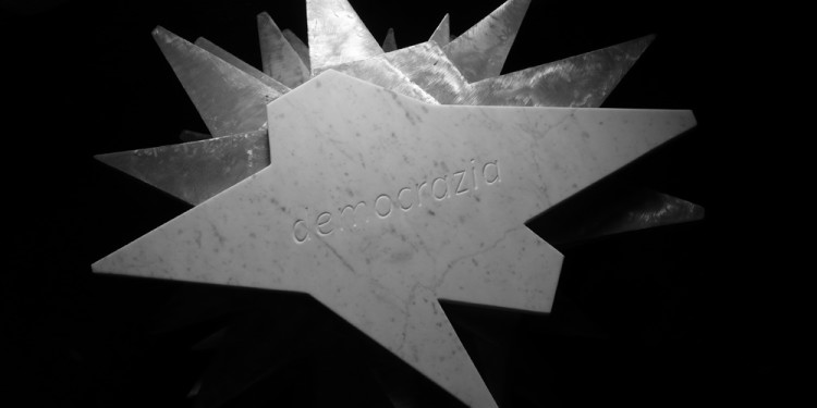 FRANCO IONDA, Democracy, 2012/2013, cm 70x44x3, 33 beheaded white of Carrara marble stars