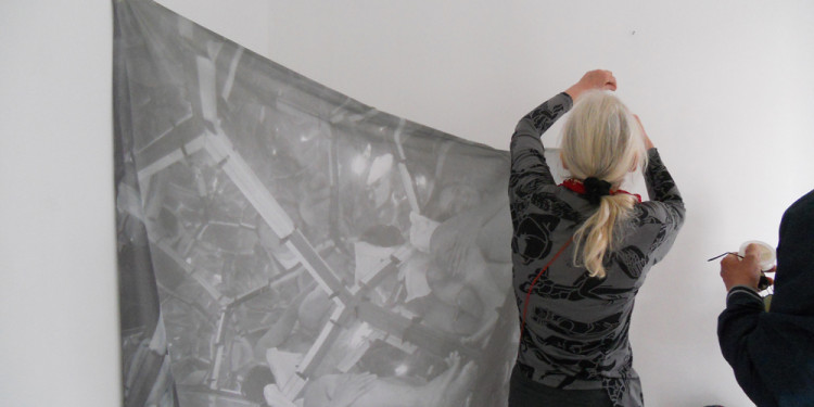 Jill Rock during installation of her exhibition - studio.ra - May 7, 2013