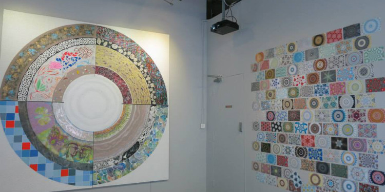 Ki Hyun Kim, Eu Rim Kim, Brian Johnson & Clarence Chan_Soul Mandala Love2-2, Mixed media on board, 240x240cm, 2013