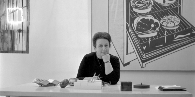 Ileana Sonnabend at her desk at Galerie Ileana Sonnabend, Paris, circa 1965. Courtesy Sonnabend Gallery, New York