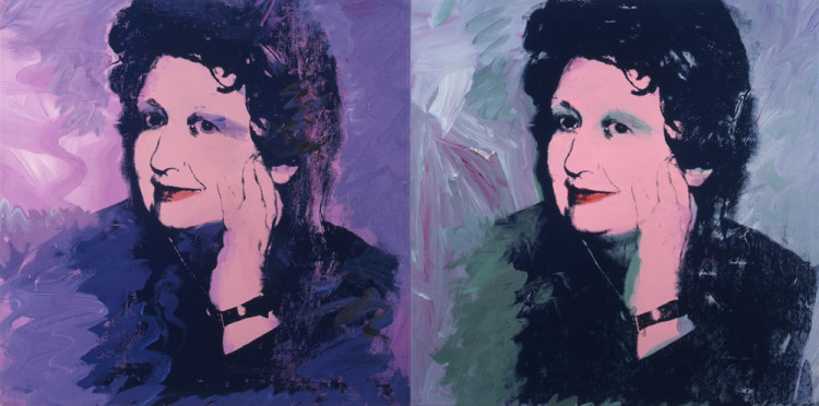 Andy Warhol (United States, 1928–1987). Ileana Sonnabend. 1973. Acrylic and silkscreen on canvas, two panels. 40 x 80″ (101.6 x 203.2 cm). Sonnabend Collection, New York. © 2013 Andy Warhol Foundation for the Visual Arts / Artists Rights Society (ARS), New York