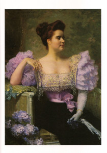 Jule Machard, Giovane donna e bouquet di ortensie, 1896. Collezione privata
